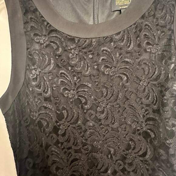Laundry By Shelli Segal Black Lace Dress Side Ruching Sz. 14 Whimsygoth Coquette - Picture 4 of 11
